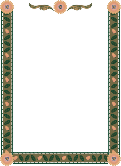 Hand Drawn Zinnia Rectangle Border